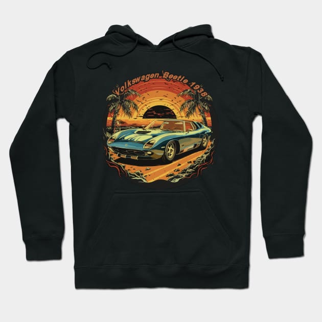 Lamborghini Miura 1966 - Sunset and Sea Vector Hoodie by diegotorres